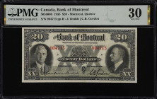 CANADA. Bank of Montreal. 20 Dollars, 1935. P-CH# 505-60-06. PMG Very Fine 30.
PMG comments "Closed Pinholes".

Estimate: $80.00- $100.00
