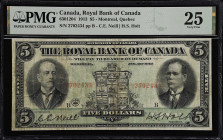 CANADA. Royal Bank of Canada. 5 Dollars, 1913. CH# 630-12-04. PMG Very Fine 25.

Estimate: $200.00- $300.00