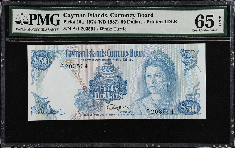 CAYMAN ISLANDS. Cayman Islands Currency Board. 50 Dollars, 1974 (ND 1987). P-10a...