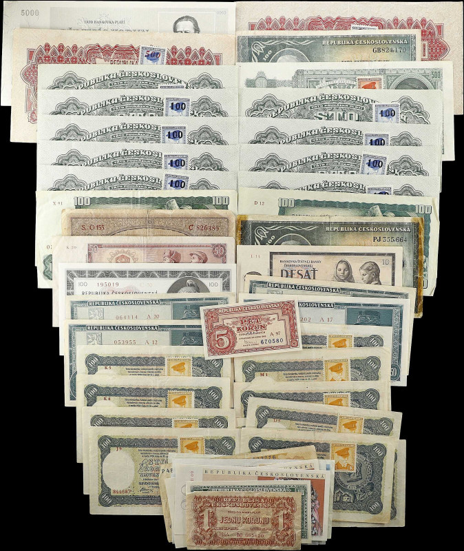 CZECHOSLOVAKIA. Lot of (44). Mixed Banks. Mixed Denominations, 1919-88. P-Variou...