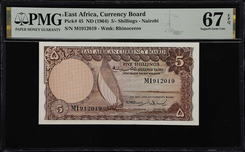 EAST AFRICA. East African Currency Board. 5 Shillings, ND (1964). P-45. PMG Supe...