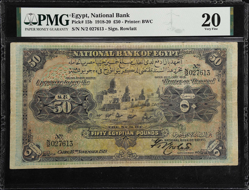 EGYPT. National Bank of Egypt. 50 Pounds, 1919. P-15b. PMG Very Fine 20.
Only m...