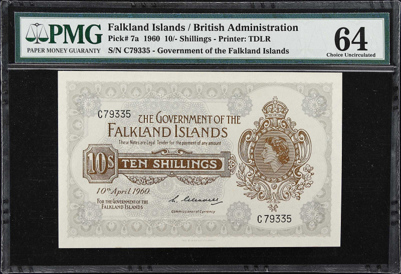 FALKLAND ISLANDS. Government of the Falkland Islands. 10 Shillings, 1960. P-7a. ...