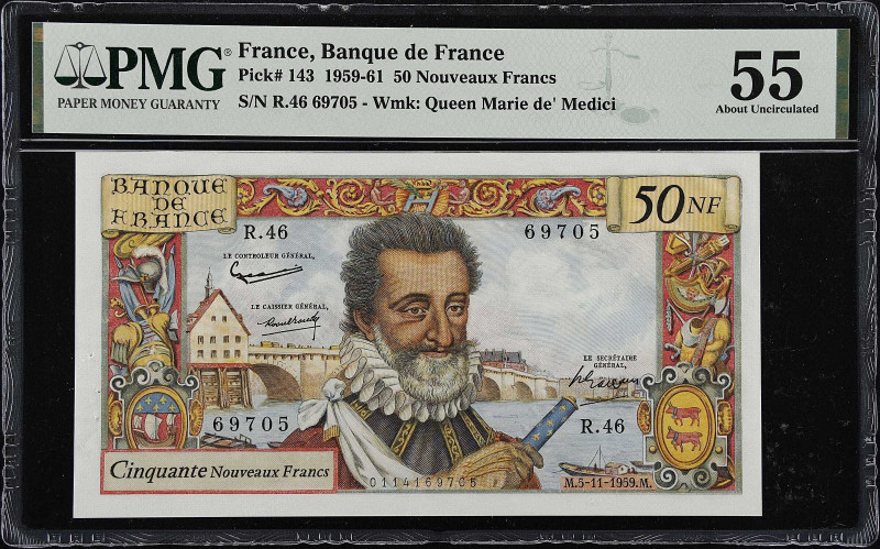 FRANCE. Banque de France. 50 Nouveaux Francs, 1959-61. P-143. PMG About Uncircul...