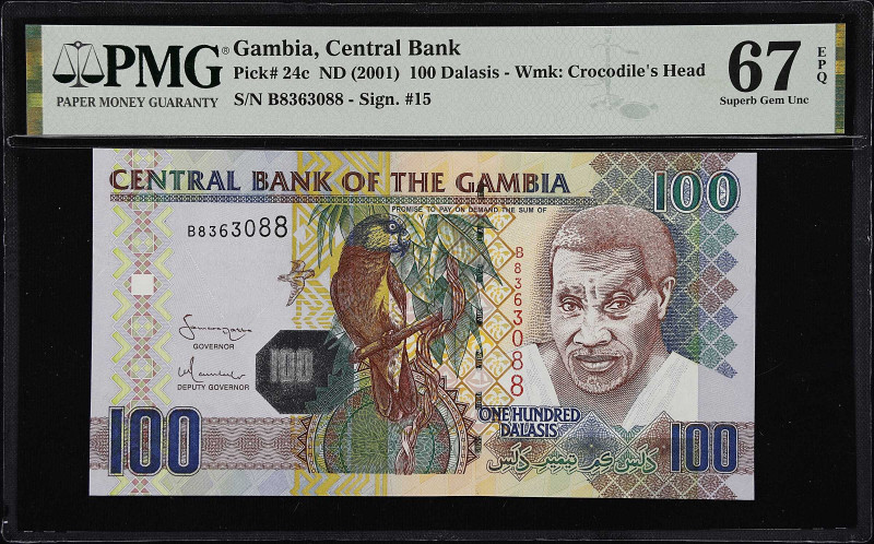 GAMBIA. Central Bank of Gambia. 100 Dalasis, ND (2001). P-24c. PMG Superb Gem Un...