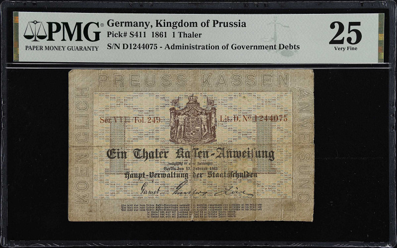 GERMANY. Haupt-Verwaltung der Staatsschulden, Berlin. 1 Thaler, 1861. P-S411. PM...