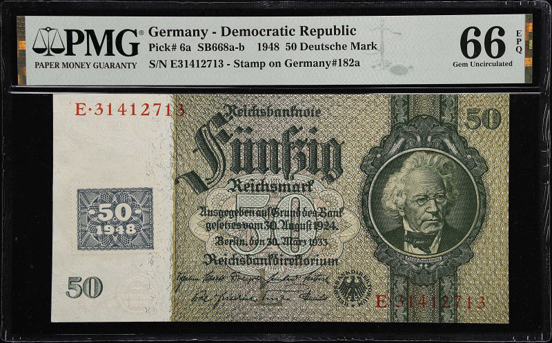 GERMANY, DEMOCRATIC REPUBLIC. Treasury. 50 Deutsche Mark, 1948. P-6a. SB668a-b. ...