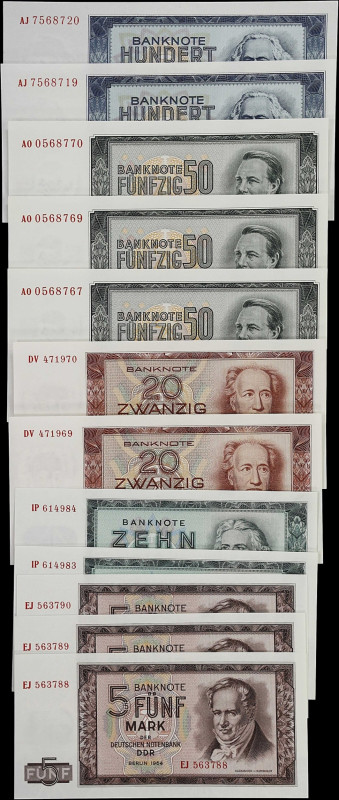 GERMANY, DEMOCRATIC REPUBLIC. Lot of (12). Deutsche Notenbank. 5, 10, 20, 50 & 1...