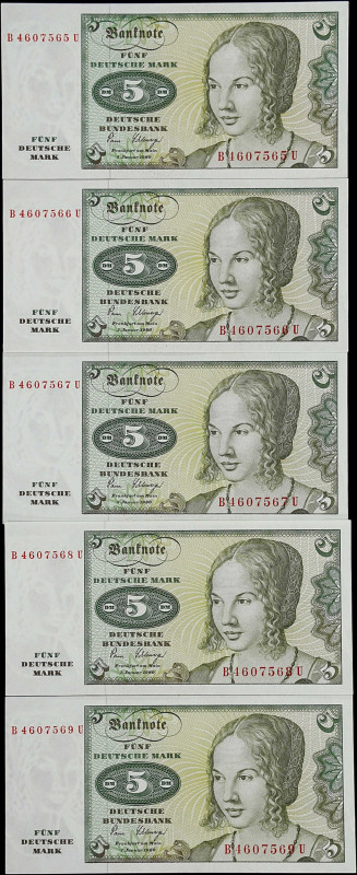 GERMANY, FEDERAL REPUBLIC. Lot of (5). Deutsche Bundesbank. 5 Deutsche Mark, 198...