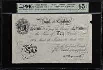 GREAT BRITAIN. Bank of England. 10 Pounds, 1935. P-336a. PMG Gem Uncirculated 65 EPQ.
London. Dated March 16, 1935. Signature of K.O. Peppiatt. Only ...