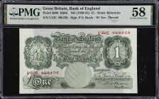 GREAT BRITAIN. Bank of England. 1 Pound, ND (1949-55). P-369b. PMG Choice About Uncirculated 58.

Estimate: $30.00- $50.00
