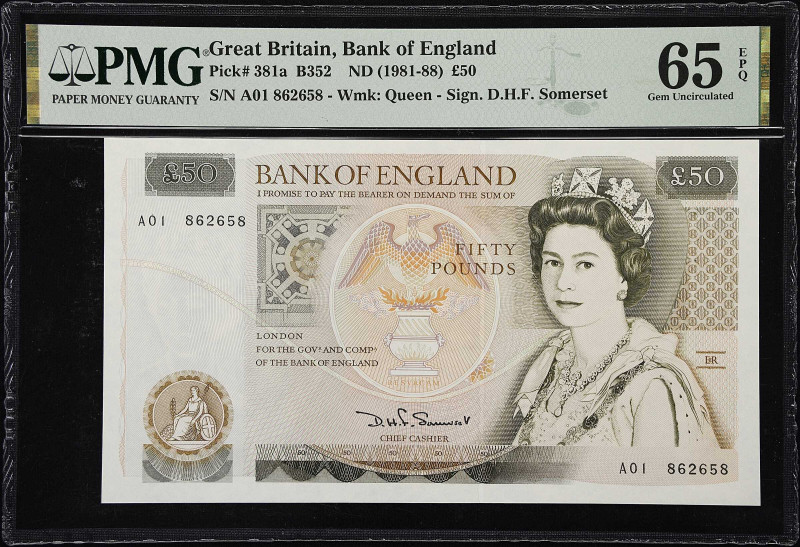 GREAT BRITAIN. Bank of England. 50 Pounds, ND (1981-88). P-381a. B352. PMG Gem U...