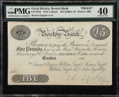 GREAT BRITAIN. Boston Bank. 5 Pounds, ND (1860s). P-Unlisted. OUT223i. PMG Extremely Fine 40. Proof.
PMG comments "Previously Mounted".

Estimate: ...