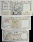 GREECE. Lot of (3). Trapeza tis Ellados. 50, 100 & 1000 Drachmai, 1935. P-104a, 105a & 106a. About Uncirculated to Uncirculated.

Estimate: $200.00-...