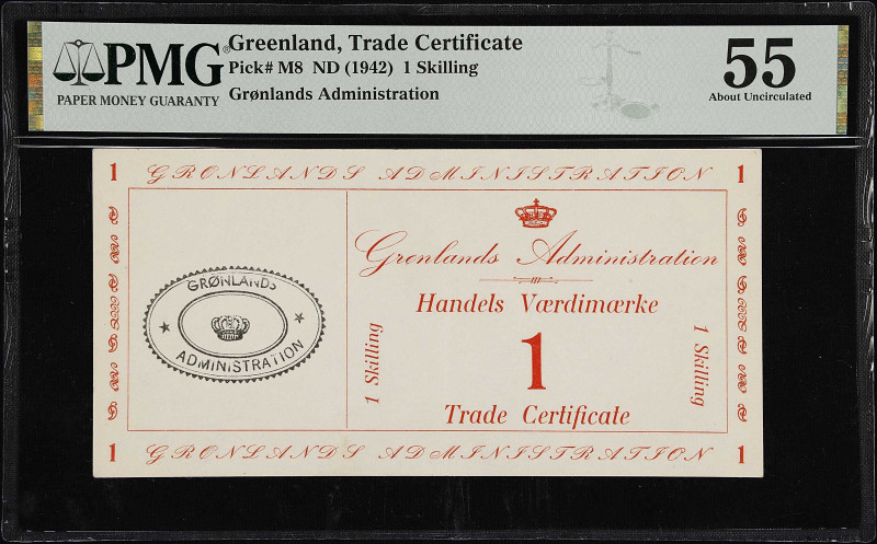 GREENLAND. Lot of (3). Gronlands Administration. 1, 5 & 10 Skilling, ND (1942). ...