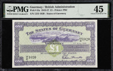 GUERNSEY. States of Guernsey. 1 Pound, 1945-57. P-43a. PMG Choice Extremely Fine 45.
From the Dr. Edward and Joanne Dauer Collection.

Estimate: $3...