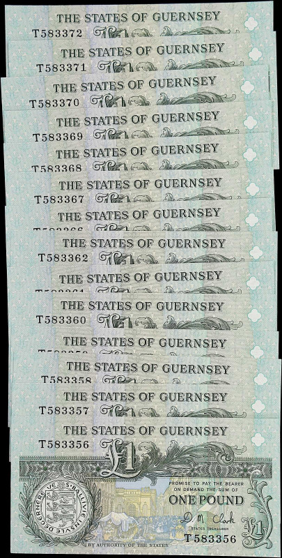 GUERNSEY. Lot of (14). States Treasurer of The States of Guernsey. 1 Pound, ND (...