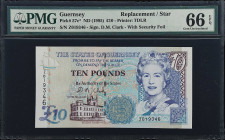 GUERNSEY. States Treasurer of The States of Guernsey. 10 Pounds, ND (1995). P-57c*. Replacement. PMG Gem Uncirculated 66 EPQ.

Estimate: $50.00- $10...