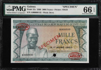 GUINEA. Banque Centrale de la Republique de Guinee. 1000 Francs, 1960. P-15s. Specimen. PMG Gem Uncirculated 66 EPQ.

Estimate: $150.00- $250.00