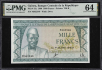 GUINEA. Banque Centrale de la Republique de Guinee. 5000 Francs, 1960. P-15A. PMG Choice Uncirculated 64.

Estimate: $75.00- $100.00