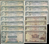 HONG KONG. Lot of (14). The Hongkong & Shanghai Banking Corporation. 5 & 10 Dollars, 1969-81. P-181c, 181f, 182g, 182h & 182i. Very Good to Extremely ...