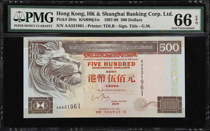 HONG KONG. Lot of (3). Hongkong & Shanghai Banking Corporation Limited. 50, 100 ...