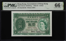 HONG KONG. Lot of (2). Government of Hong Kong. 1 Dollar, 1958-59. P-324Ab. KNB19d-g. PMG Choice About Uncirculated 58 EPQ to Gem Uncirculated 66 EPQ....