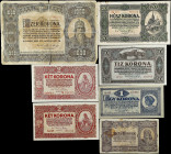 HUNGARY. Lot of (7). Penzugyminiszterium. 1, 2, 10, 20, 100 & 1000 Korona, 1920-24. P-57, 58, 60, 61, 66 & 73a. Very Good to Very Fine.
Damage/issues...