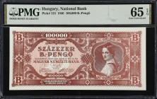 HUNGARY. Lot of (2). Magyar Nemzeti Bank. 100,000 & 10,000,000 B.-Pengo, 1946. P-133 & 135. PMG Gem Uncirculated 65 EPQ.

Estimate: $100.00- $150.00