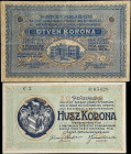 HUNGARY. Lot of (2). Unknown Bank. 20 & 50 Korona, 1918. P-Unlisted. Local Emergency WWI Notes. Fine to Very Fine.
Issues are found on the 50 Korona....