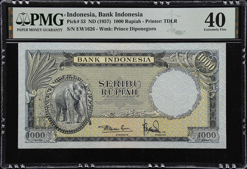 INDONESIA. Bank Indonesia. 1000 Rupiah, ND (1957). P-53. PMG Extremely Fine 40....