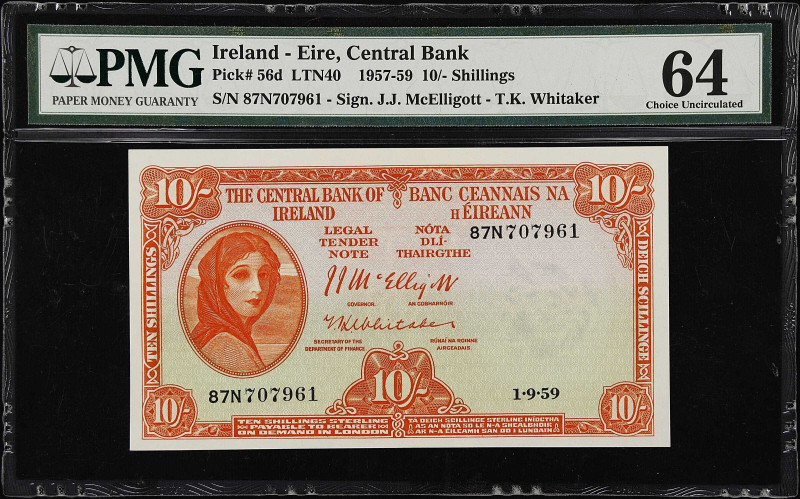 IRELAND, REPUBLIC. Lot of (2). Central Bank of Ireland. Mixed Denomination, 1957...