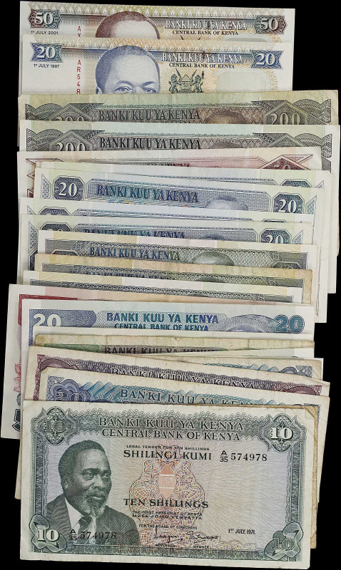 KENYA. Lot of (26). Central Bank of Kenya. 10, 20, 50, 100 & 200 Shillings, 1971...