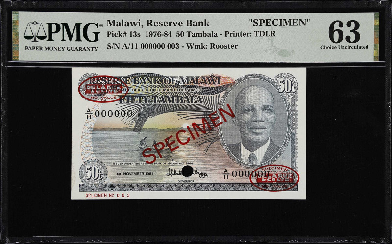 MALAWI. Reserve Bank of Malawi. 50 Tambala, 1984. P-13s. Specimen. PMG Choice Un...