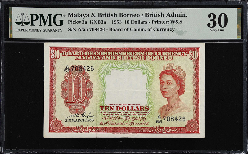 MALAYA AND BRITISH BORNEO. Board of Commissioners of Currency. 10 Dollars, 1953....