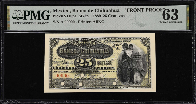 MEXICO. Banco de Chihuahua. 25 Centavos, 1889. P-S118p1. M73p. Proof. PMG Choice...