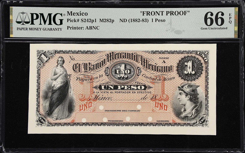 MEXICO. Lot of (2). El Banco Mercantil Mexicano. 1 Peso, 18xx. P-S242p1 & S242p2...