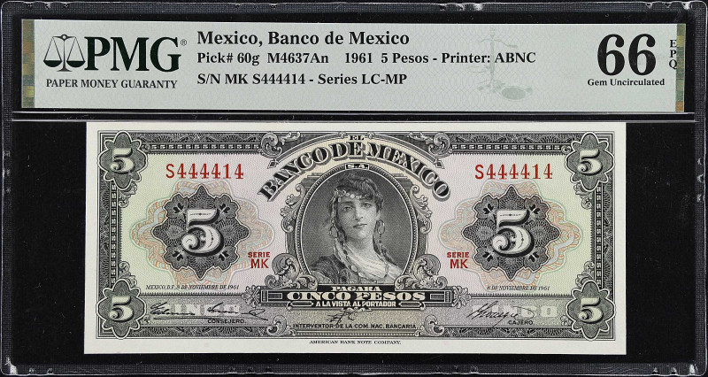 Lot of (3) MEXICO. Mixed Banks. 1 & 5 Pesos, 1914-61. P-S304b, S1044a & 60g. M36...