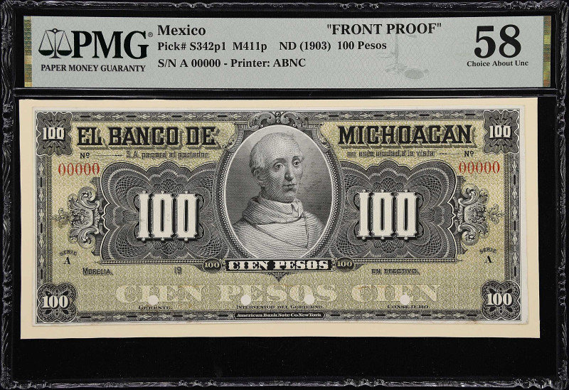 MEXICO. El Banco de Michoacan. 100 Pesos, 19xx. P-S343p1 & S343p2. M411p. Proof....