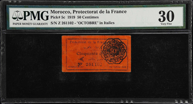 MOROCCO. Protectorat de la France au Maroc. 50 Centimes, 1919. P-5c. PMG Very Fi...