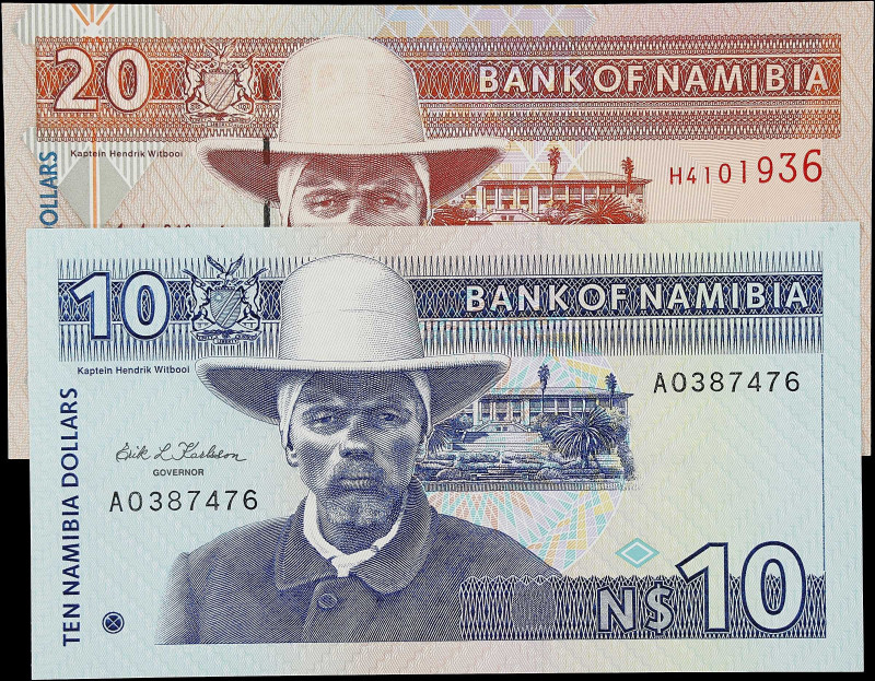 NAMIBIA. Lot of (2). Bank of Namibia. 10 & 20 Dollars, ND. P-1a & 5a. Uncirculat...