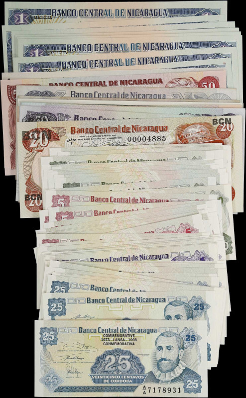 NICARAGUA. Lot of (93). Banco Central de Nicaragua. Mixed Denominations, Mixed D...