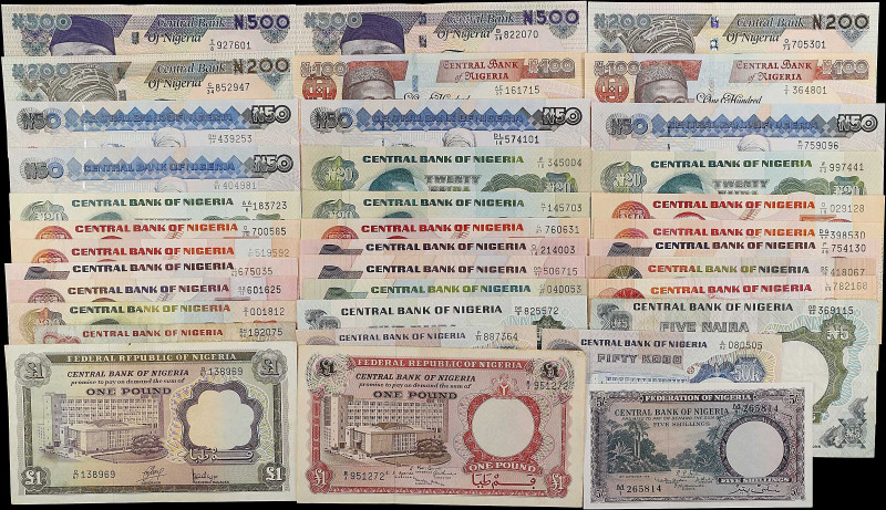 NIGERIA. Lot of (36). Central Bank of Nigeria. Mixed Denomination, ND (1958-2005...