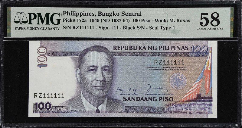 PHILIPPINES. Lot of (10). Bangko Sentral ng Pilipinas. 100 Piso, 1949 (ND 1987-9...