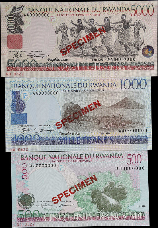 RWANDA. Lot of (3). Banque Nationale du Rwanda. 500, 1000 & 5000 Francs, 1998. P...