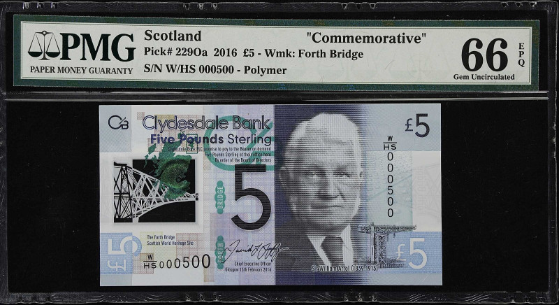 SCOTLAND. Lot of (2). Clydesdale Bank PLC. 5 & 10 Pounds, 2016-17. P-229Oa & 229...