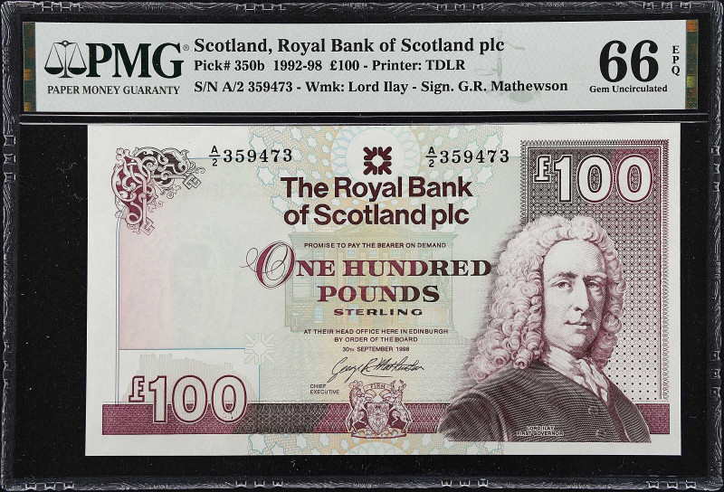 SCOTLAND. Royal Bank of Scotland plc. 100 Pounds, 1998. P-350b. PMG Gem Uncircul...