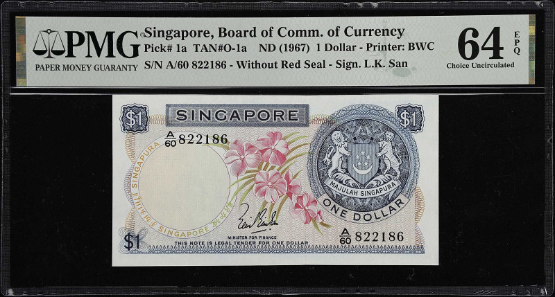 SINGAPORE. Lot of (3). Board of Commissioners of Currency. 1 Dollar, ND (1967-72...