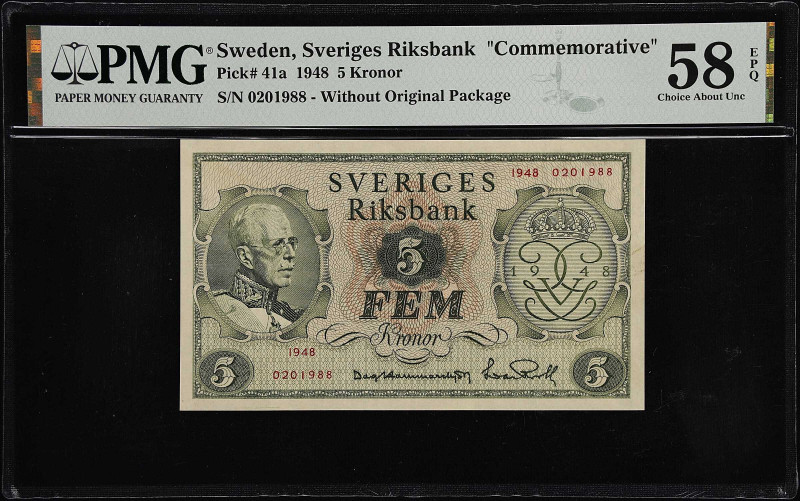 SWEDEN. Sveriges Riksbank. 5 Kronor, 1948. P-41a. Commemorative. PMG Choice Abou...