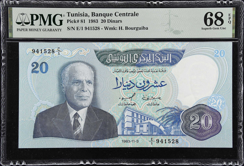 TUNISIA. Banque Centrale de Tunisie. 20 Dinars, 1983. P-81. PMG Superb Gem Uncir...